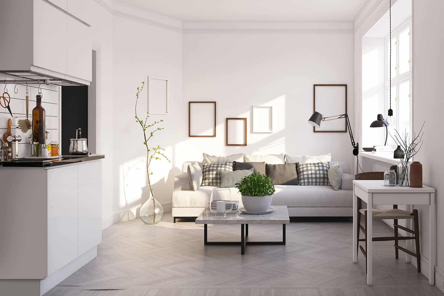 Neutral colours make room seem bigger