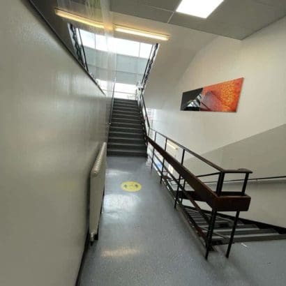 school refurbishment project in woking with grey walls painted by local painters company