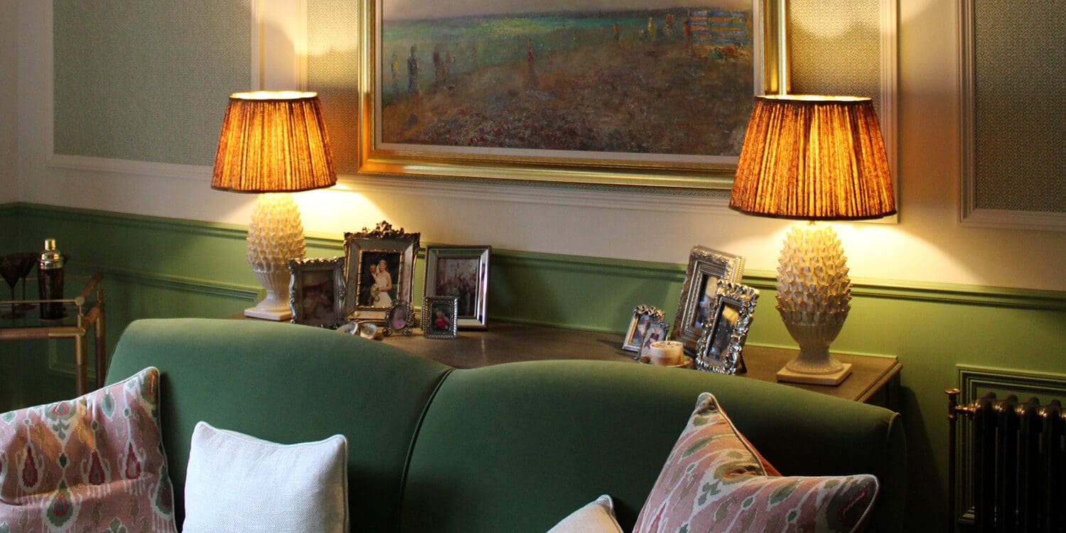 small living room interior with wall paneling